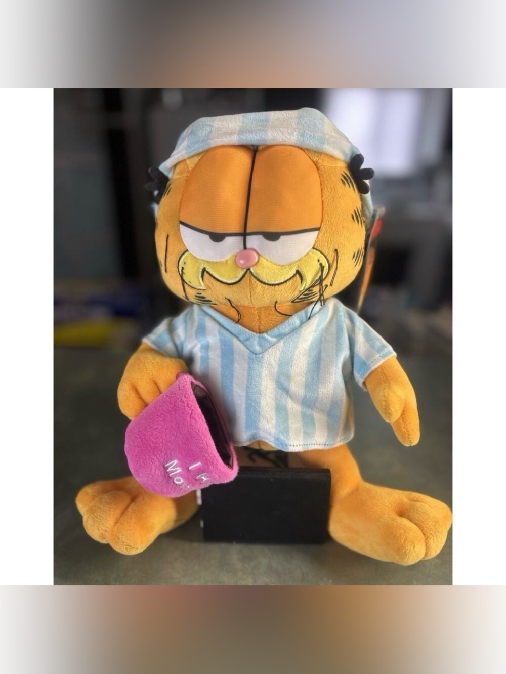 NEW Kidrobot Grouchy Garfield 13-inch Medium Plush w/ Pink Coffee Mug Pajamas